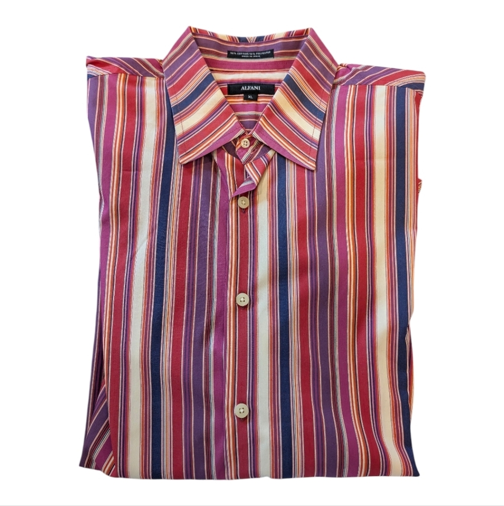 Alfani Men's Multicolor Striped Button Down Shirt